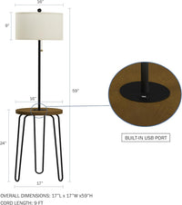 Floor Lamp with Table, (L) 17” x (W) 17” x (H) 59” view 3