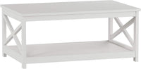 Coffee Table with Storage Shelf, White view 4
