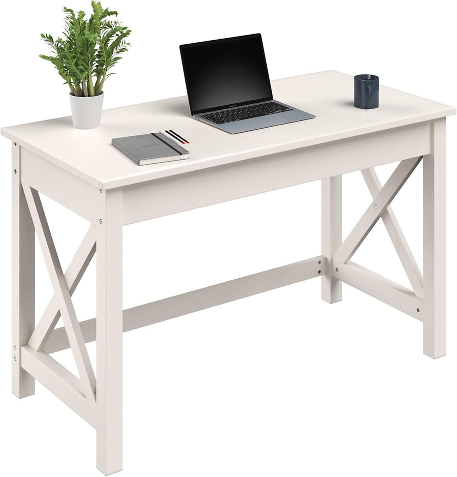 Writing Desk - Work Desk with X-Pattern Legs - for Office, White &mdash; Lavish Home