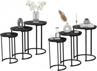 Round Nesting Tables Set of 3, Faux Marble Tabletop, White view 21