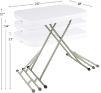 Small Adjustable Folding TV Tray Table, White, 21"H to 27"H view 3
