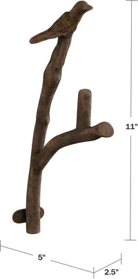 Decorative Bird on Tree Branch Hook- Cast Iron 2 PK view 2