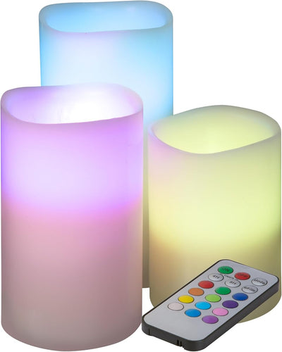 Flameless LED Candles, (L) 3" x (W) 3" x (H) 6"