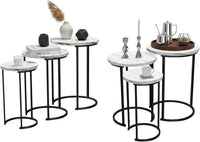 Round Nesting Tables Set of 3, Faux Marble Tabletop, White view 31