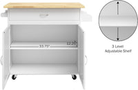 Mobile Kitchen Island with Spice Rack & Storage Cabinet, White view 6