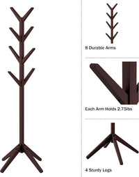Freestanding 8-Arm Coat Rack Tree Stand (Espresso Brown) view 4