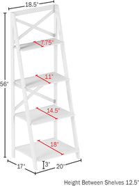 4-Tier Ladder Bookshelf, Engineered Wood view 2