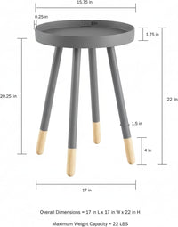 Round End Table, White, 17" x 22" view 28