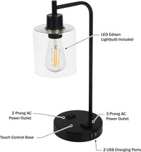 Set of 2 Table Lamps - Industrial Lamps with USB, Black - Set of 2 view 3