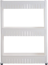 3 Tier Shelf Rolling Cart, White, 19.5" x 5" x 28" view 1