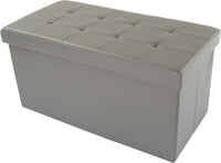Storage Ottoman - Folding Faux Leather Footrest, 15”D x 30”W x 15”H view 1