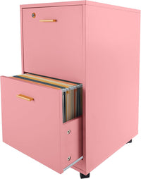 2-Drawer Wooden File Cabinet with Lock, Black, 16" x 27" view 16