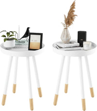 Round End Table, White, 17" x 22" view 22