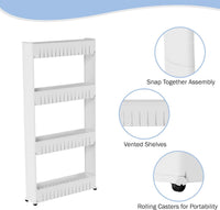 3 Tier Shelf Rolling Cart, White view 10
