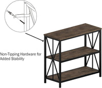 3-Tier Industrial Bookshelf, Brown Woodgrain, 35.5"x15"x31.25" view 5