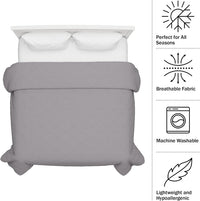 All-Season Light Comforter Quilted Blanket, Twin Size, Gray view 3