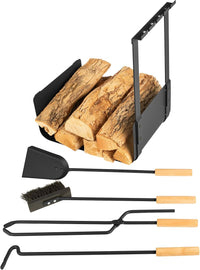 Fireplace Tools Set Indoor Outdoor, Black, 5-Pieces view 6