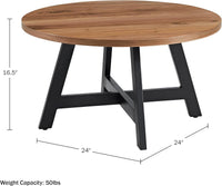 Coffee Table - Industrial Modern Round, (L) 24” x (W) 24” x (H) 16.5” view 3