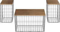 End Tables - Square Nesting Tables Set of 2, Brown Woodgrain view 24