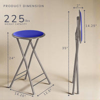 Folding Stool with Padded Backless Seat Set of 4, Gray, 24" view 15