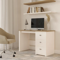 Computer Desk with 3-Drawer File Cabinet, Natural and White view 7