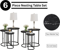 Round Nesting Tables Set of 3, Faux Marble Tabletop, White view 18