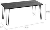 Coffee Table with Hairpin Legs, Brown Woodgrain-Look, 41.25" view 6