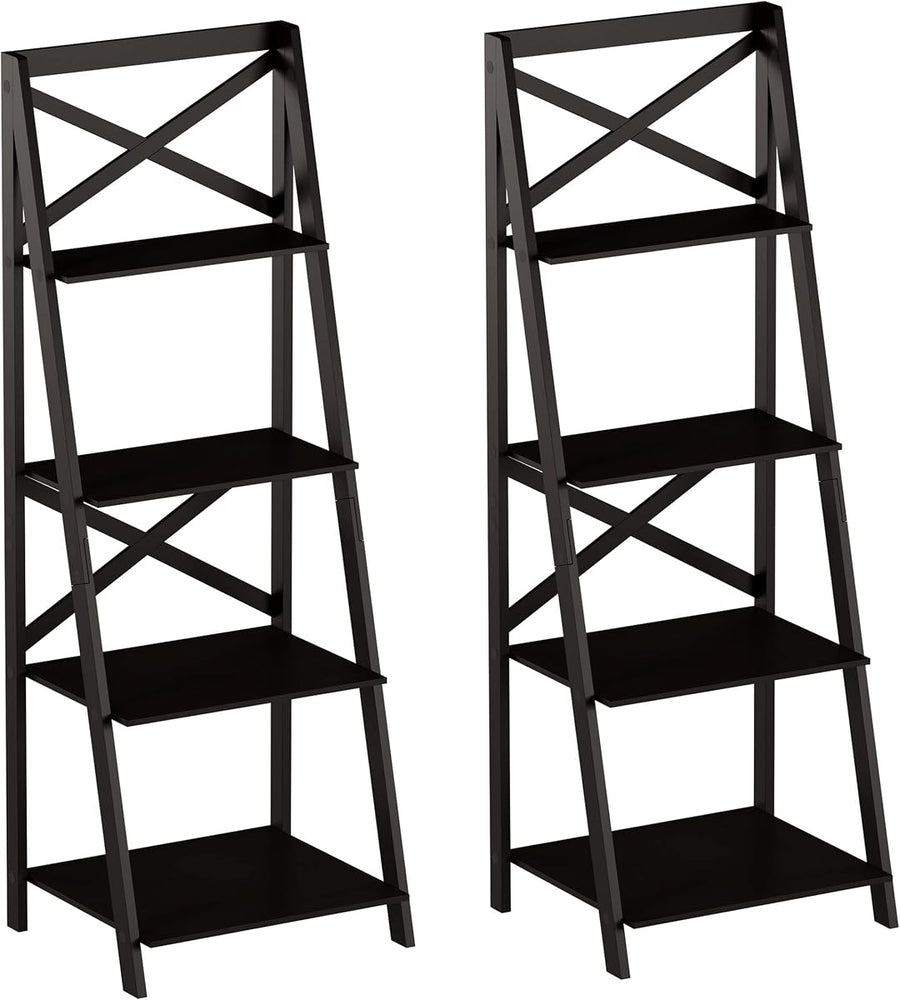 4-Tier Ladder Bookshelf Set, Black &mdash; Lavish Home