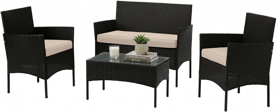 4-Piece Patio Furniture Set - Rattan Outdoor Couch &mdash; Lavish Home