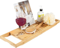 Bamboo Bathtub Tray - Wood Bath Caddy with Book, Phone view 6