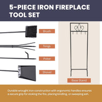 5-Piece Fireplace Tools Set - Fire Tools for Fire Places view 3