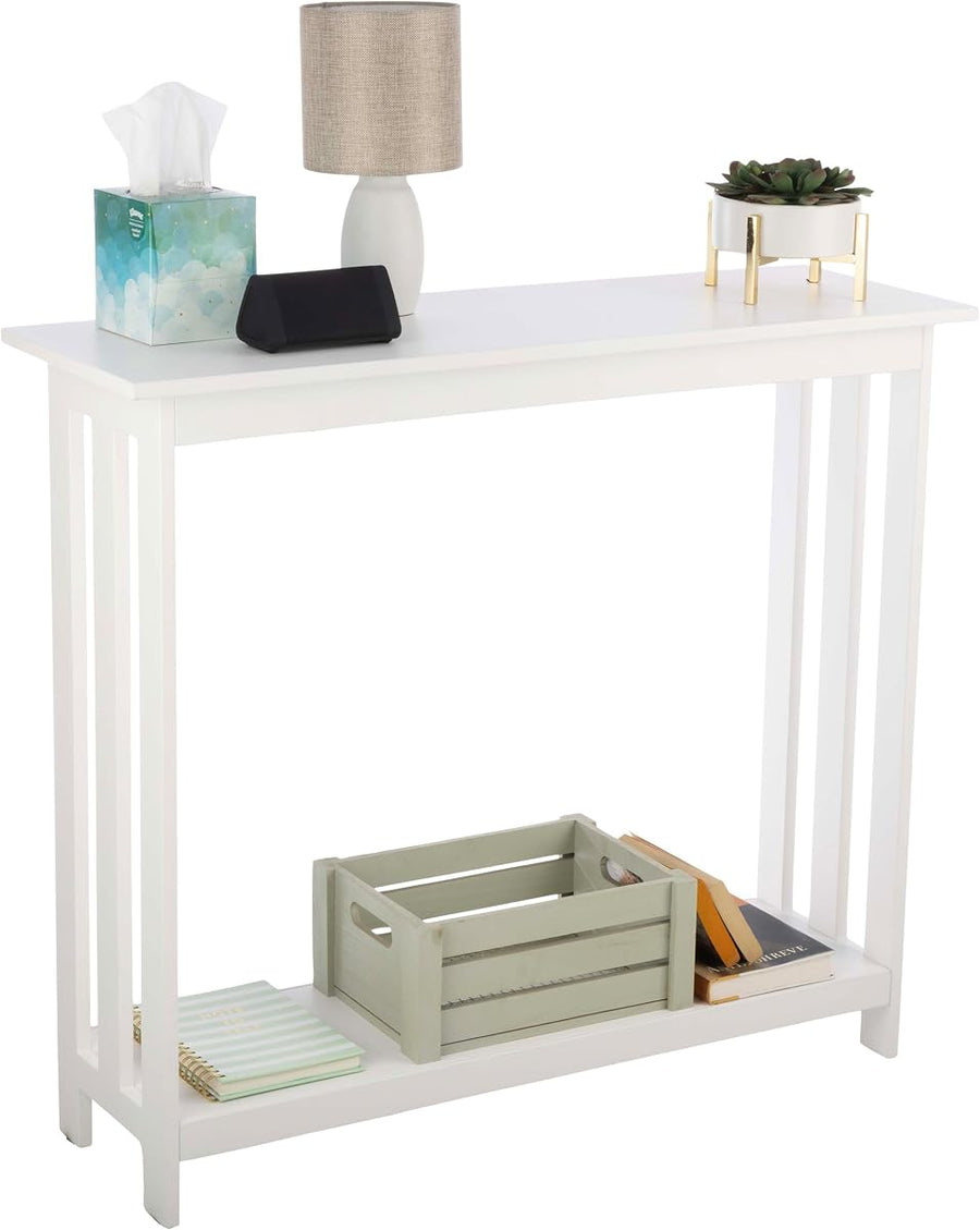 Slim Console Table, White, 39.37" x 11.81" x 31.5" &mdash; Lavish Home