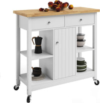 Mobile Kitchen Island with Spice Rack & Storage Cabinet, White view 13