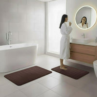 Bathroom Rug Set-2-Piece Memory Foam Bathmats-Striped view 6