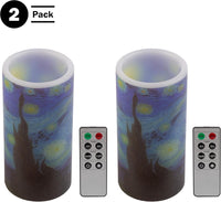 Flameless Candles - 2-Pack Van Gogh Starry Night Battery view 4