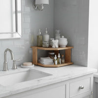 2-Tier Bamboo Corner Shelf for Kitchen or Bathroom Cabinet view 6