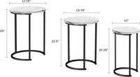 Round Nesting Tables Set of 3, Faux Marble Tabletop, White view 6