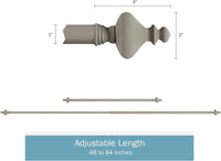 1-Inch Curtain Rod - Decorative Modern Turned Finials view 3