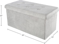 Storage Ottoman - Velvet Tufted Footrest, Linen, 15"D x 15"W x 15"H view 8