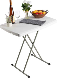 Small Adjustable Folding TV Tray Table, White, 21"H to 27"H view 7