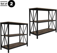 3-Tier Industrial Bookshelf, Brown Woodgrain, 35.5"x15"x31.25" view 8