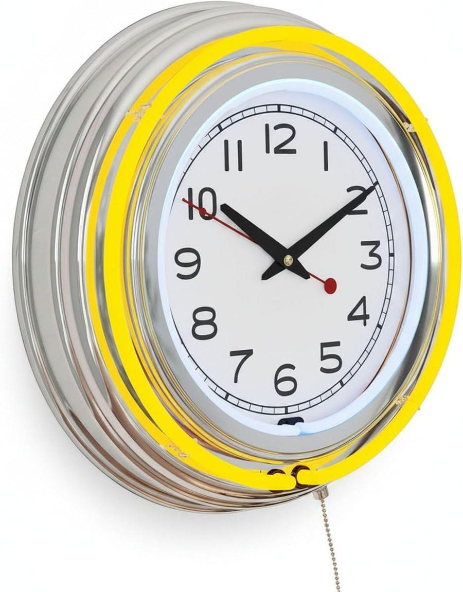 Neon Wall Clock- 14 Round, Double Light Ring, Dual Power &mdash; Lavish Home