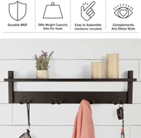 Coat Rack with Shelf - Wall Mount Shelf with 4 Hooks view 3