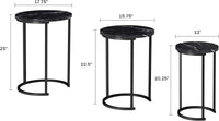 Round Nesting Tables Set of 3, Faux Marble Tabletop, White view 12