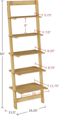 5-Tier Ladder Shelf - Narrow Leaning Bookshelf view 3