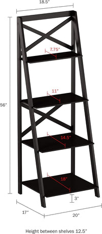 4-Tier Ladder Bookshelf Set, Black view 6