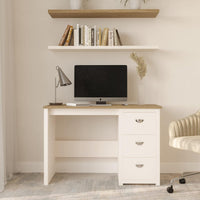 Computer Desk with 3-Drawer File Cabinet, Natural and White view 9
