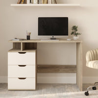 Computer Desk with 3-Drawer File Cabinet, Natural and White view 3