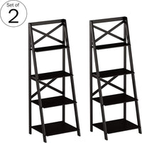 4-Tier Ladder Bookshelf Set, Black view 2