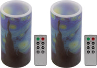 Flameless Candles - 2-Pack Van Gogh Starry Night Battery view 1